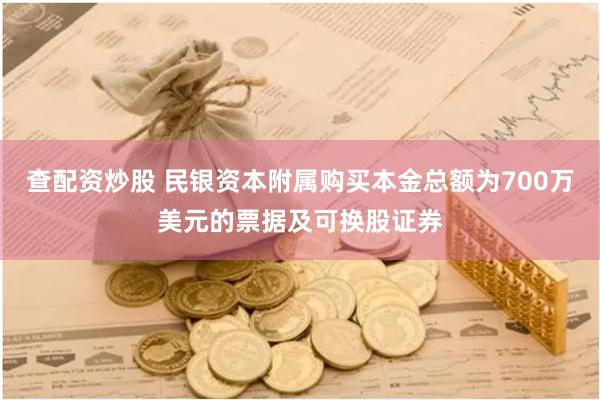 查配资炒股 民银资本附属购买本金总额为700万美元的票据及可换股证券