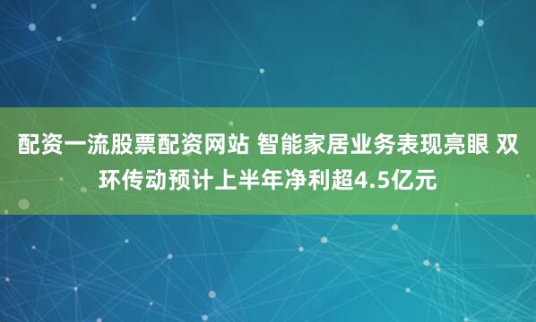 配资一流股票配资网站 智能家居业务表现亮眼 双环传动预计上半年净利超4.5亿元